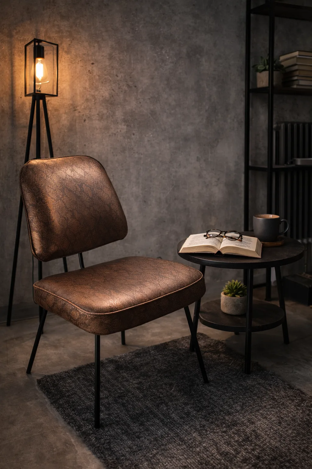 Industrial Armchair — Leather & Metal - 3