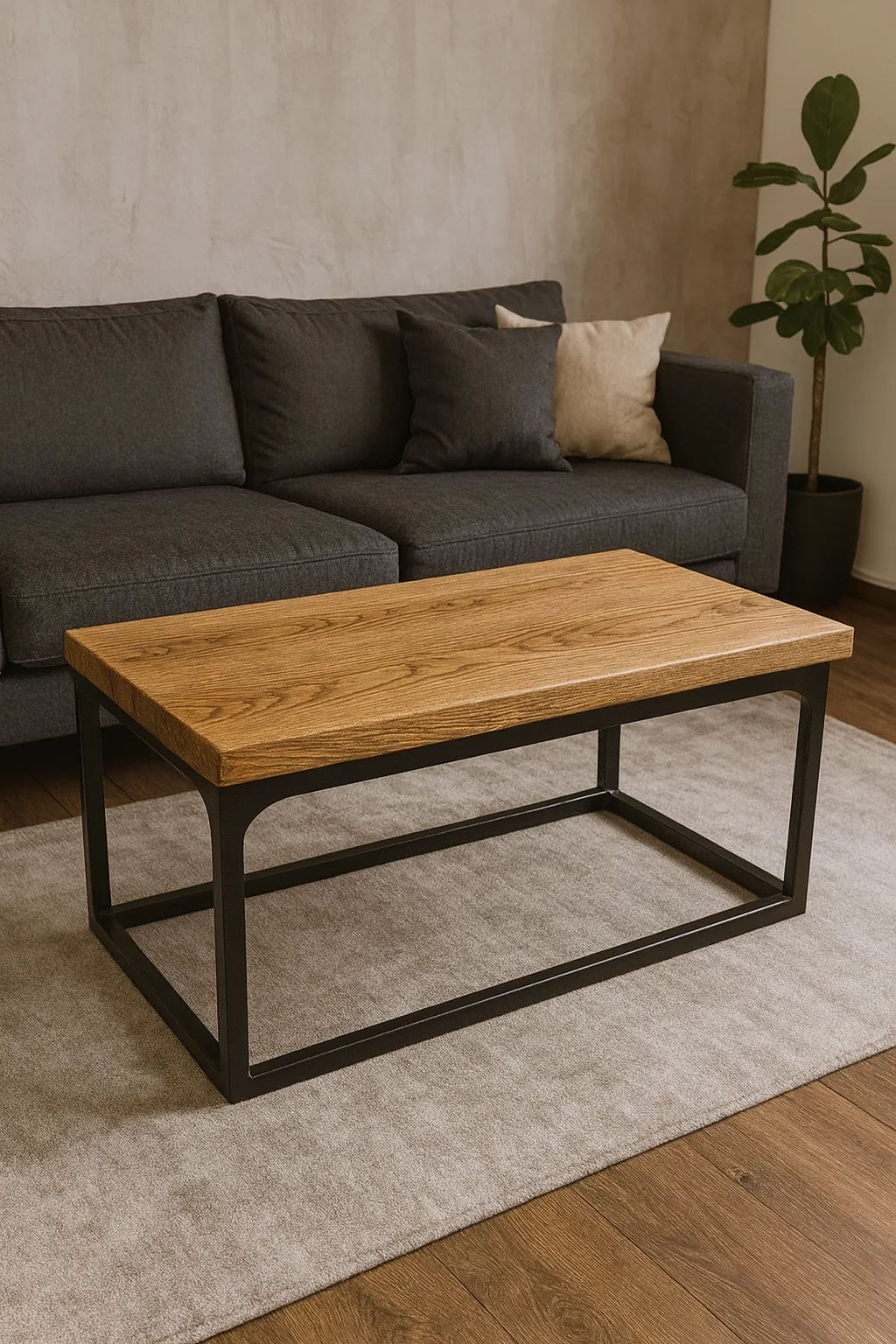 Coffee Table — Oak & Metal - 2