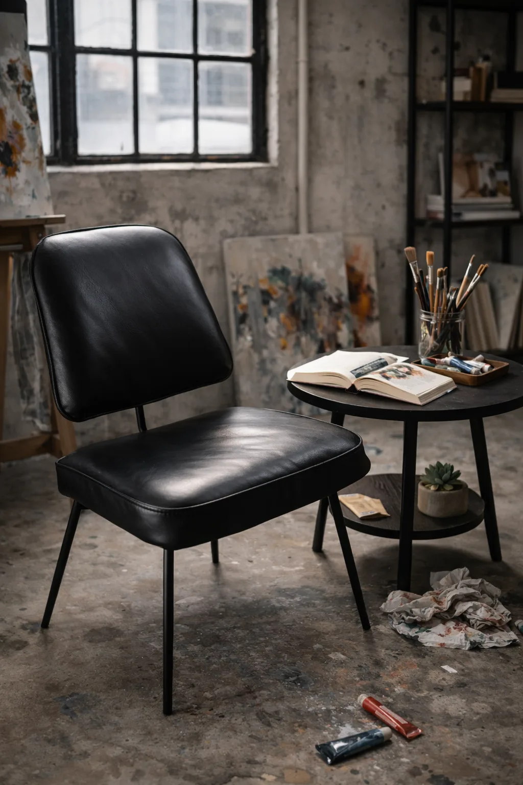 Industrial Armchair — Leather & Metal - 4